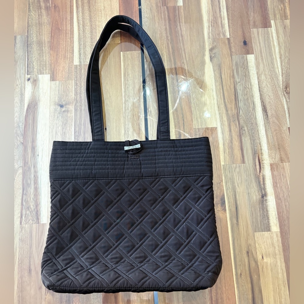 Vera Bradley Quilted Everyday Tote Shoulder HandBag Purse Dark Brown Chocolate - Picture 1 of 8